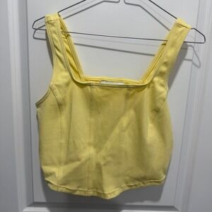 Rae Mode Womens Tank Top Corset Style Seaming Yellow 1XL